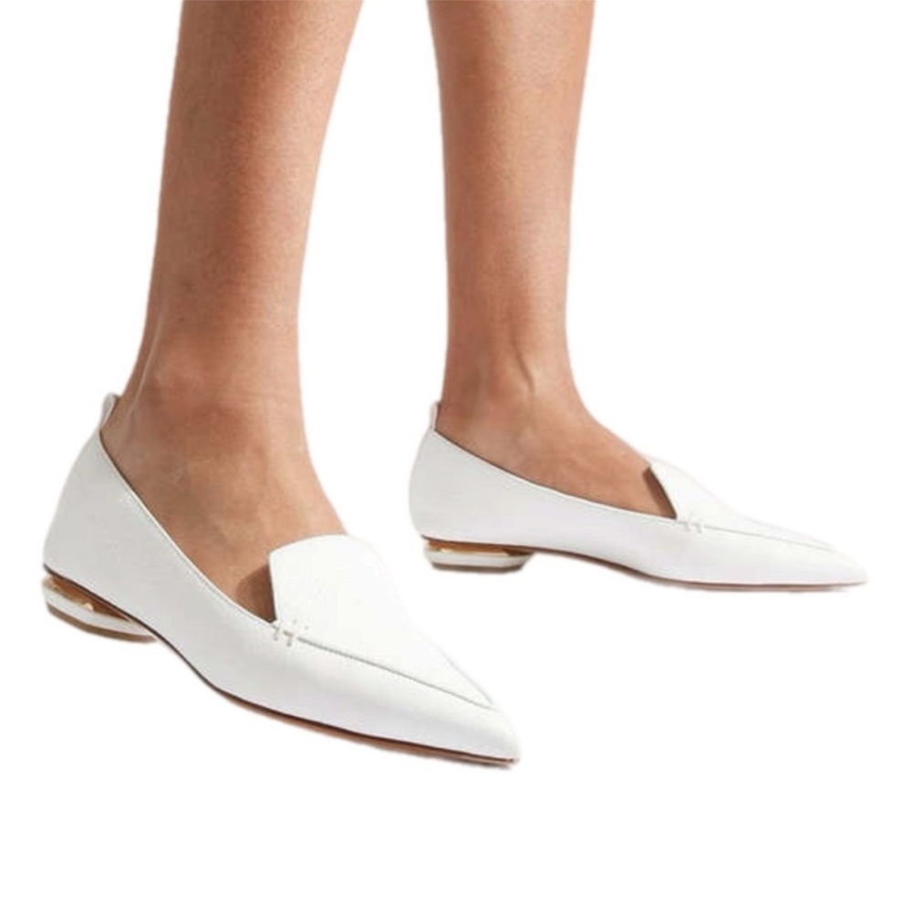 Nicholas Kirkwood White Pointed Leather Loafers
